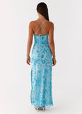 Bright Lights Beaded Maxi Dress Blue