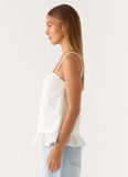 Lucie Mae Linen Top White