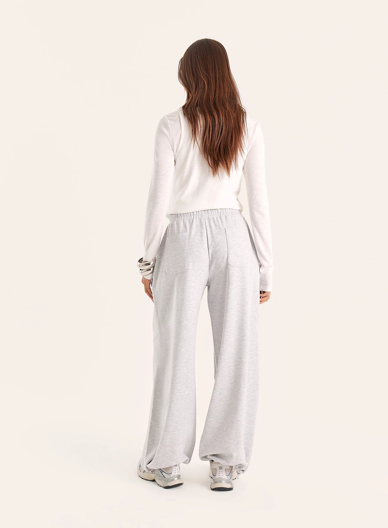 Light Grey Balloon Leg Cotton Jogger