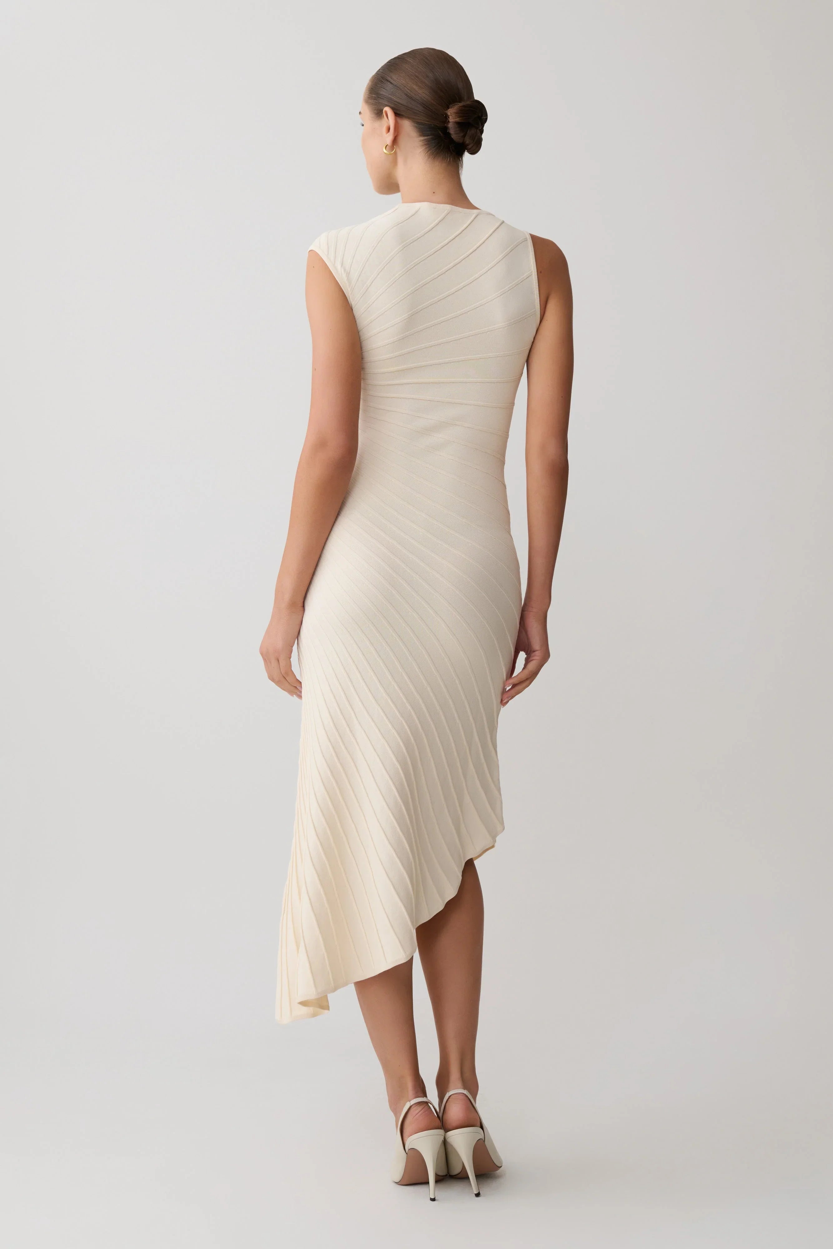 Milasandra Pleated Knit Dress Ivory