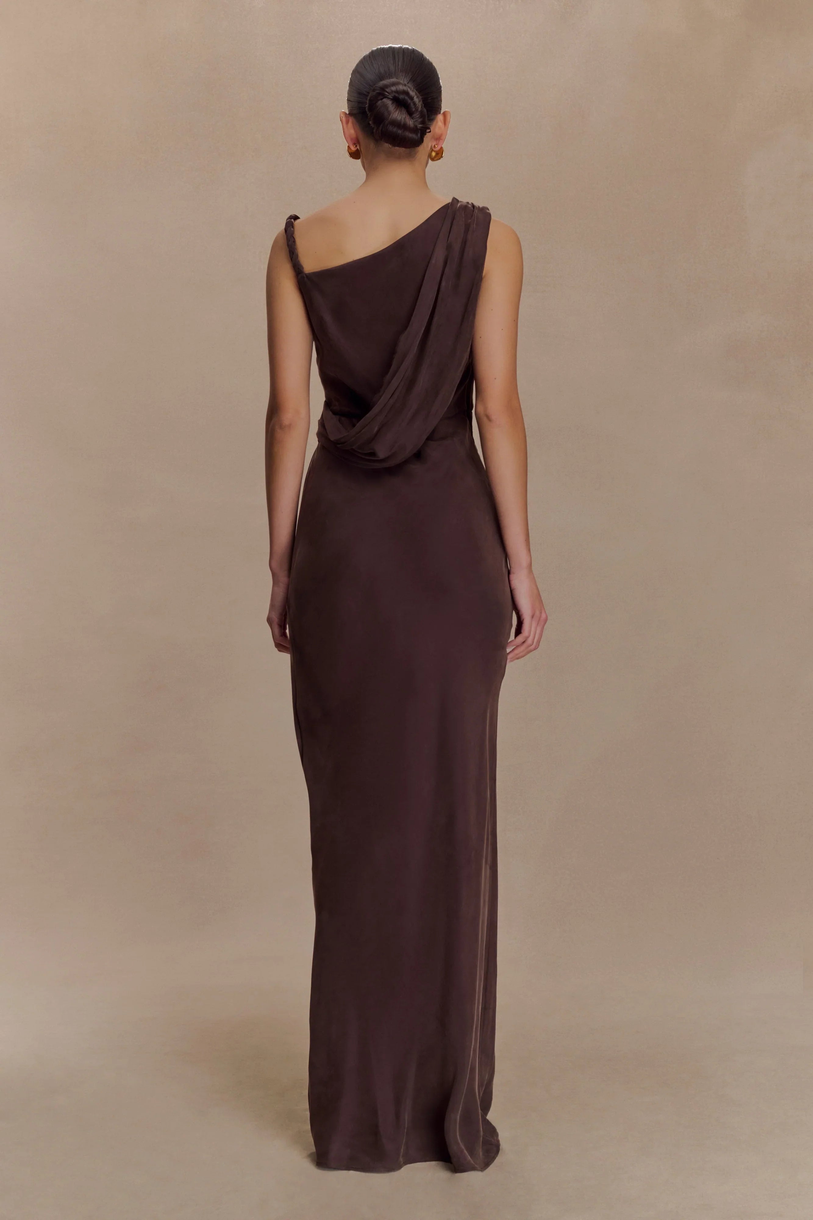 Lorieanne Draped Maxi Dress Dark Chocolate