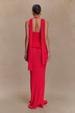 Caprice Halter Knit Maxi Dress Red