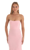Mermaid Strapless Corset Maxi Dress in Pink