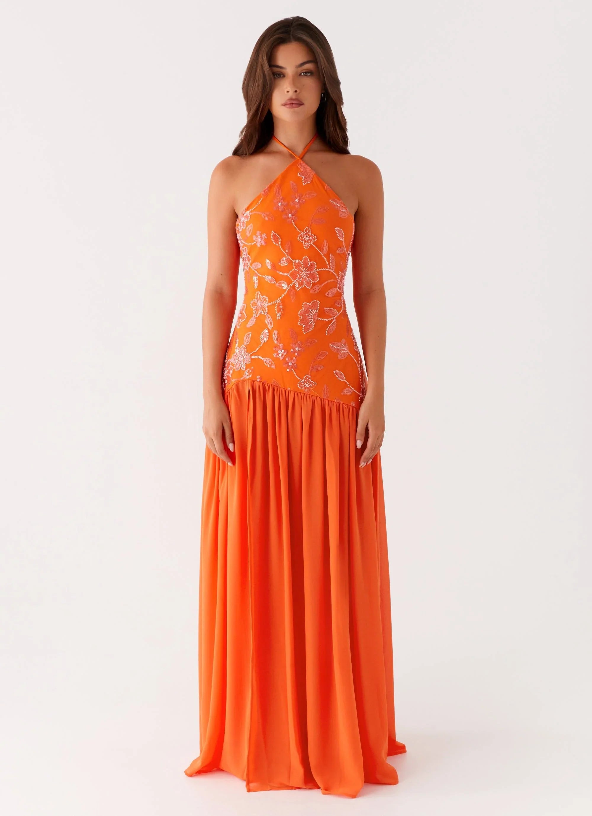 Janelle Beaded Maxi Dress Orange