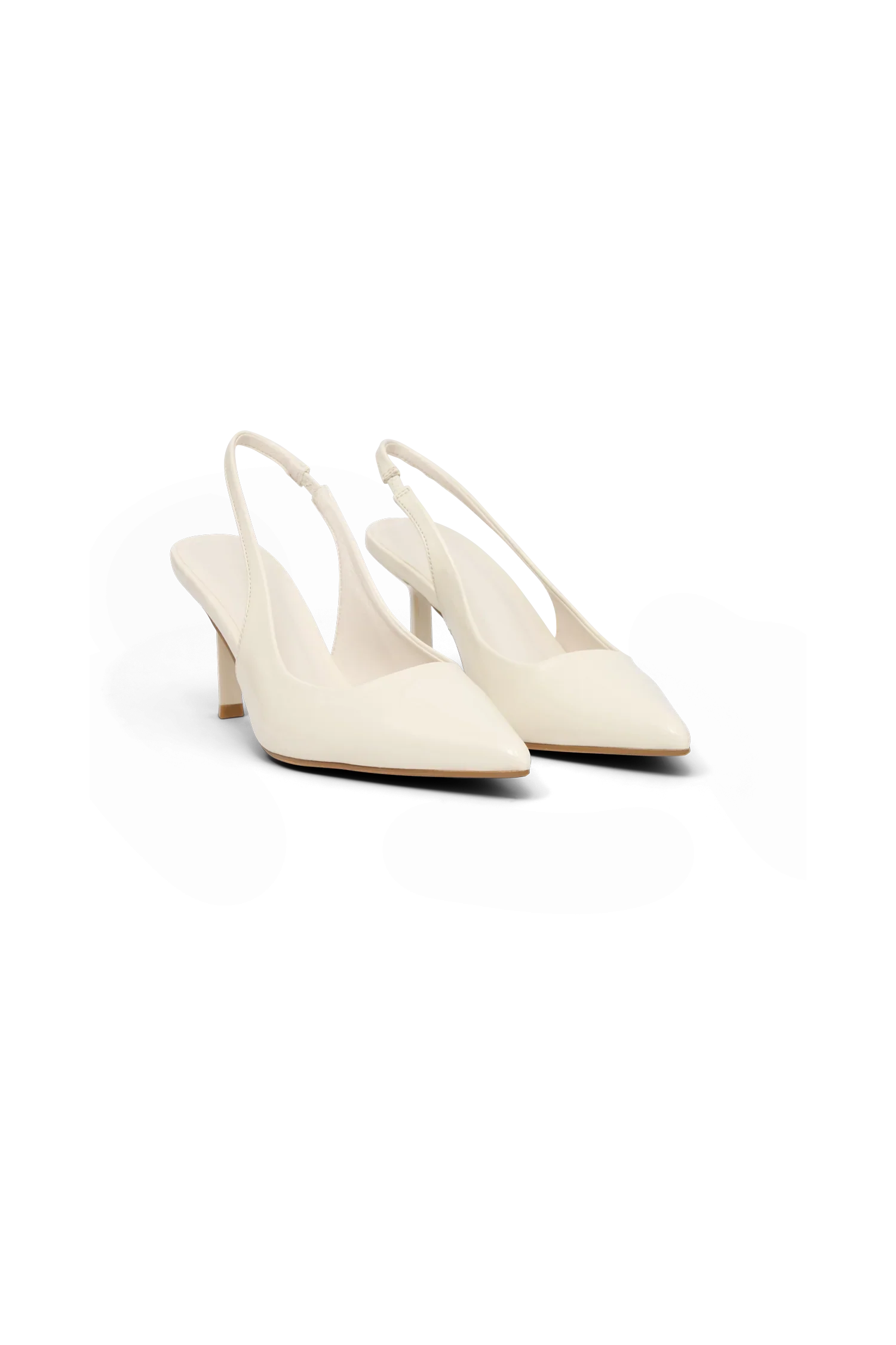 Dasha Patent Sling Back Heels Ivory