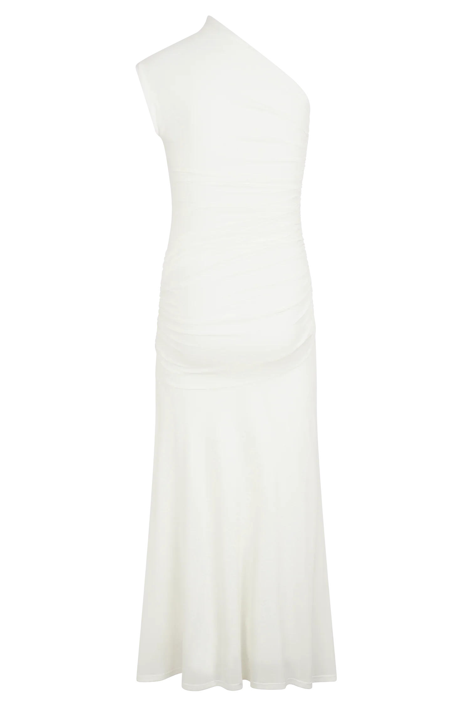 Chloe Peached Jersey One Shoulder Midi Dress Ivory