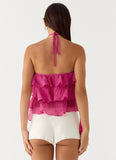 Inna Frill Halter Top Fuchsia