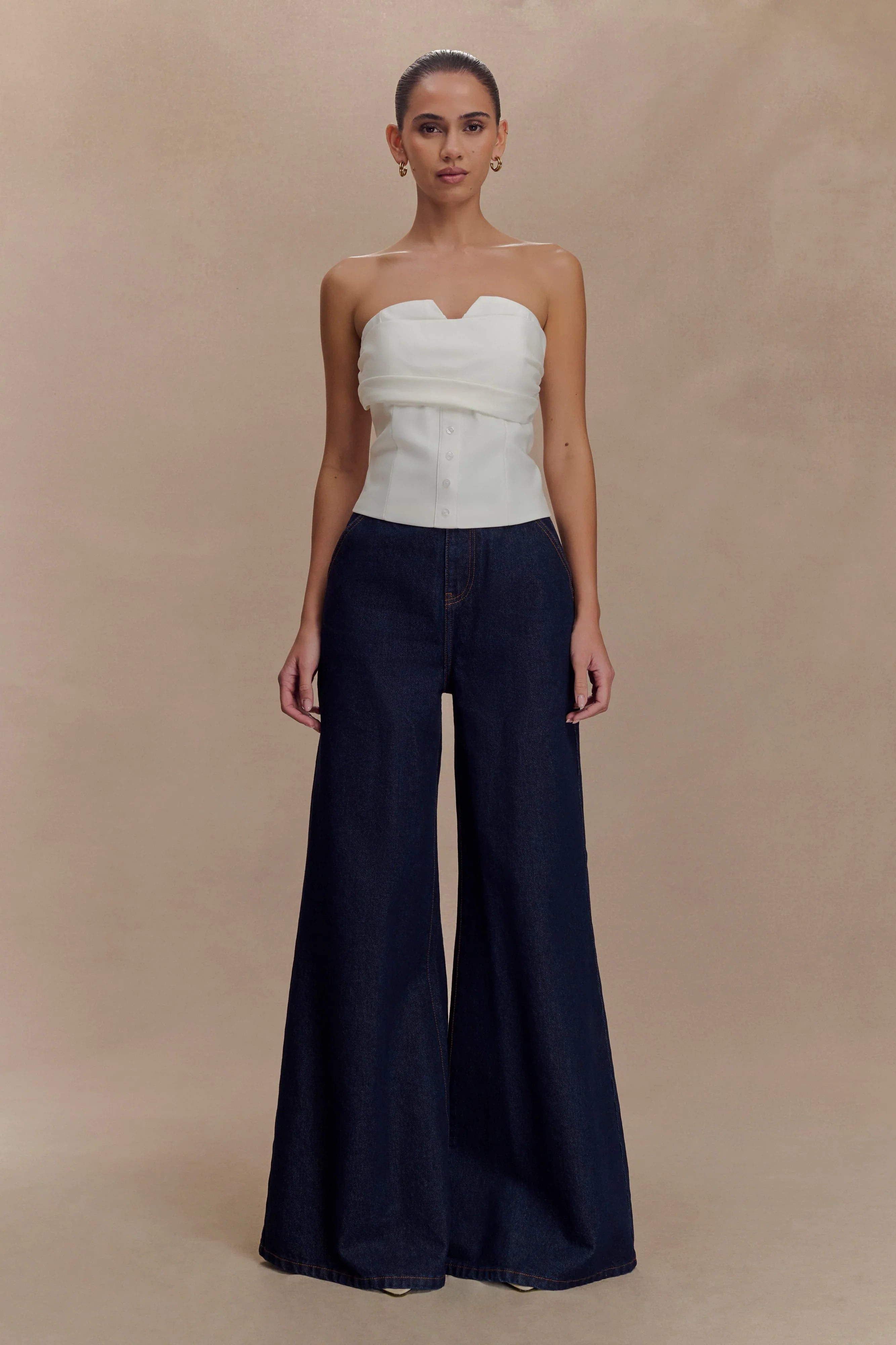 Zillah Strapless Cotton Top White