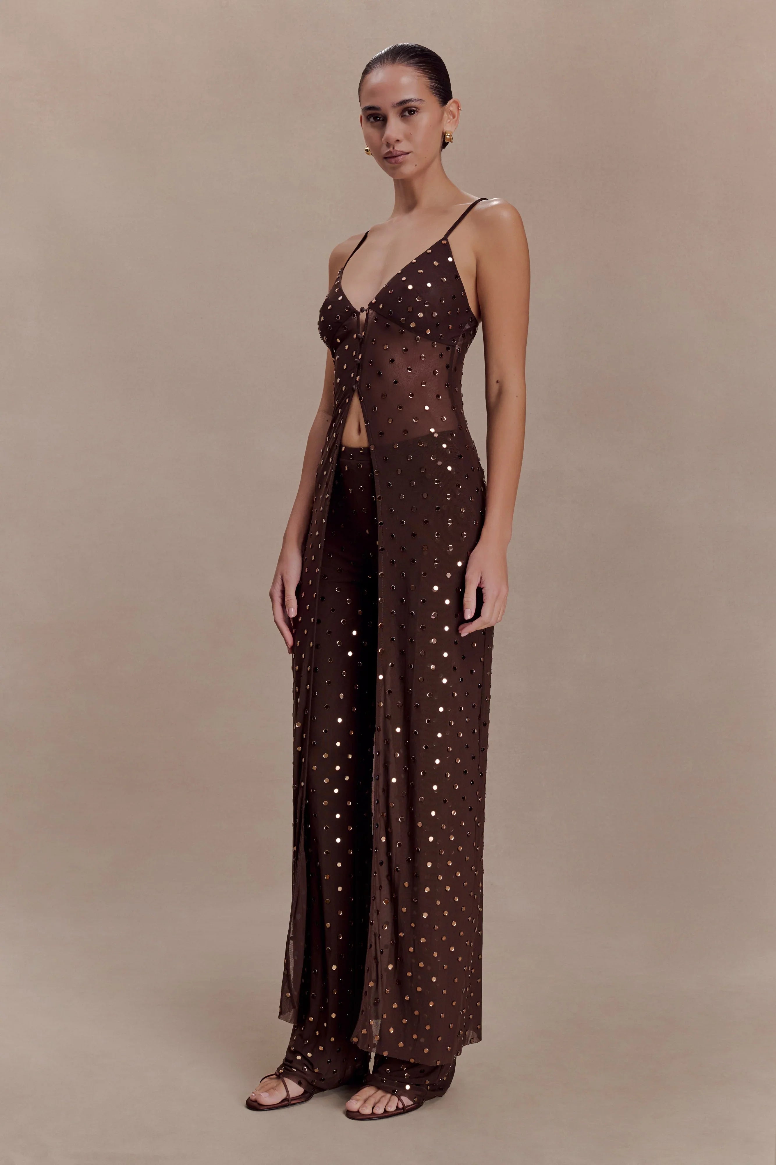 Jackie Diamante Straight Leg Pants Chocolate