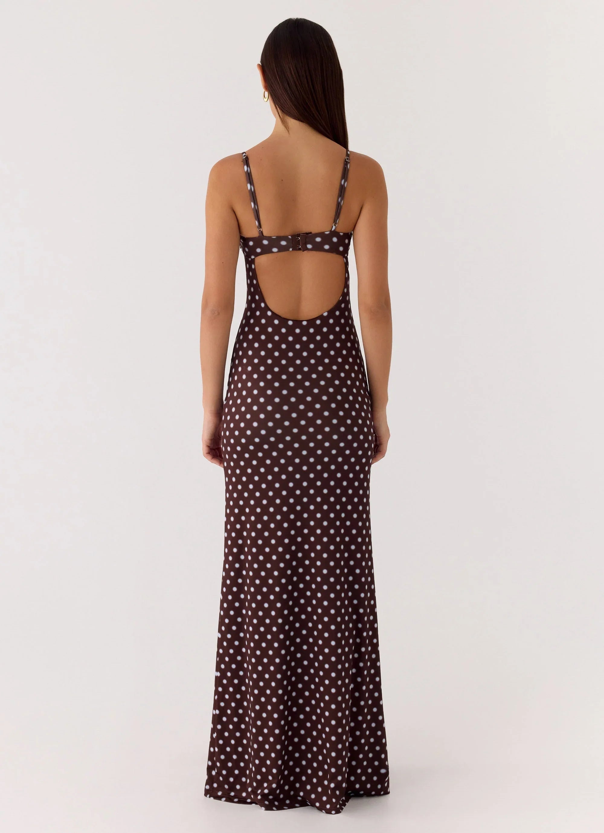 Vamonos Maxi Dress Chocolate Blue Dot
