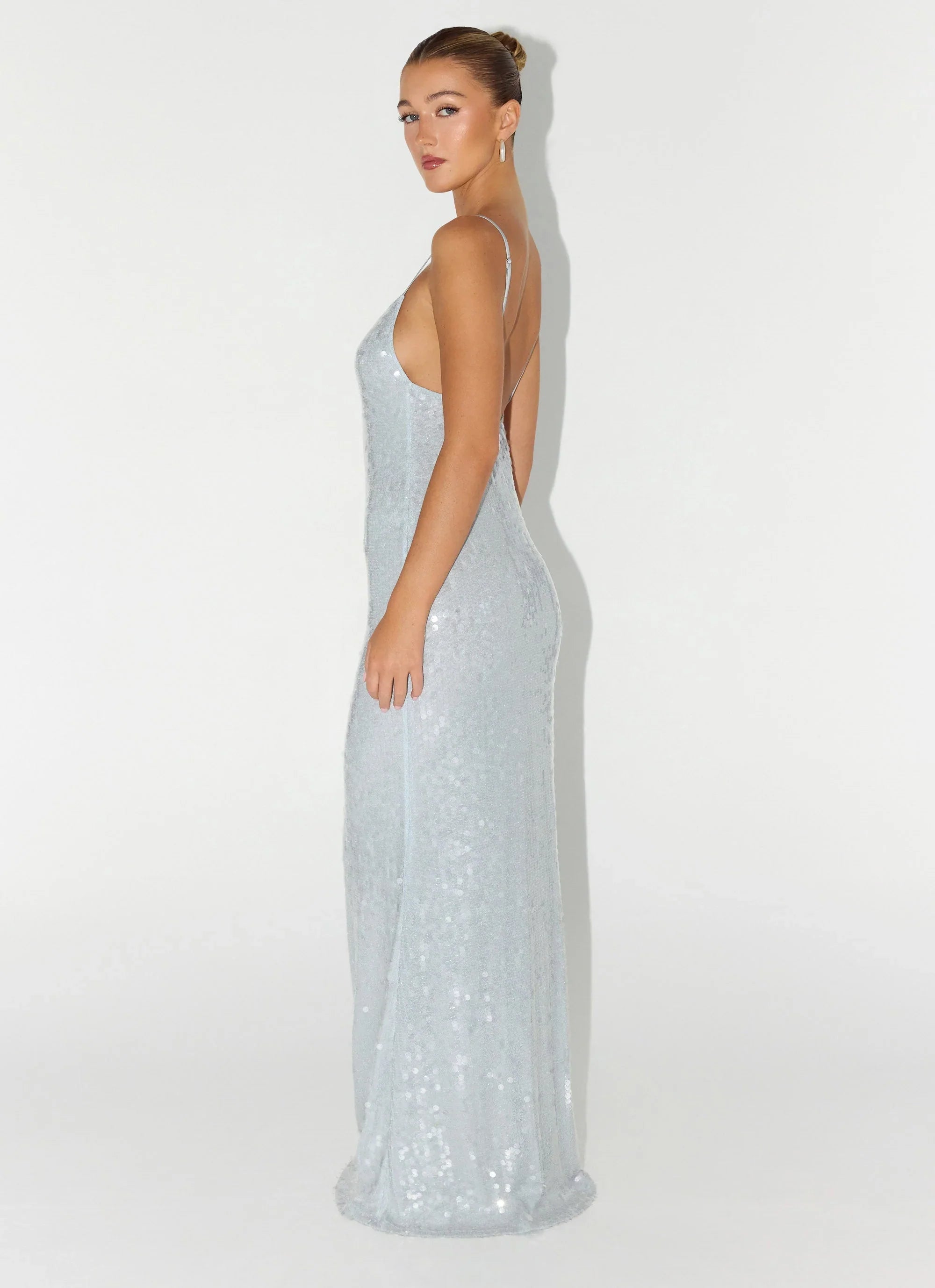 Solo Sequin Maxi Dress Misty Blue