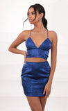 Jacquard Satin Set in Royal Blue