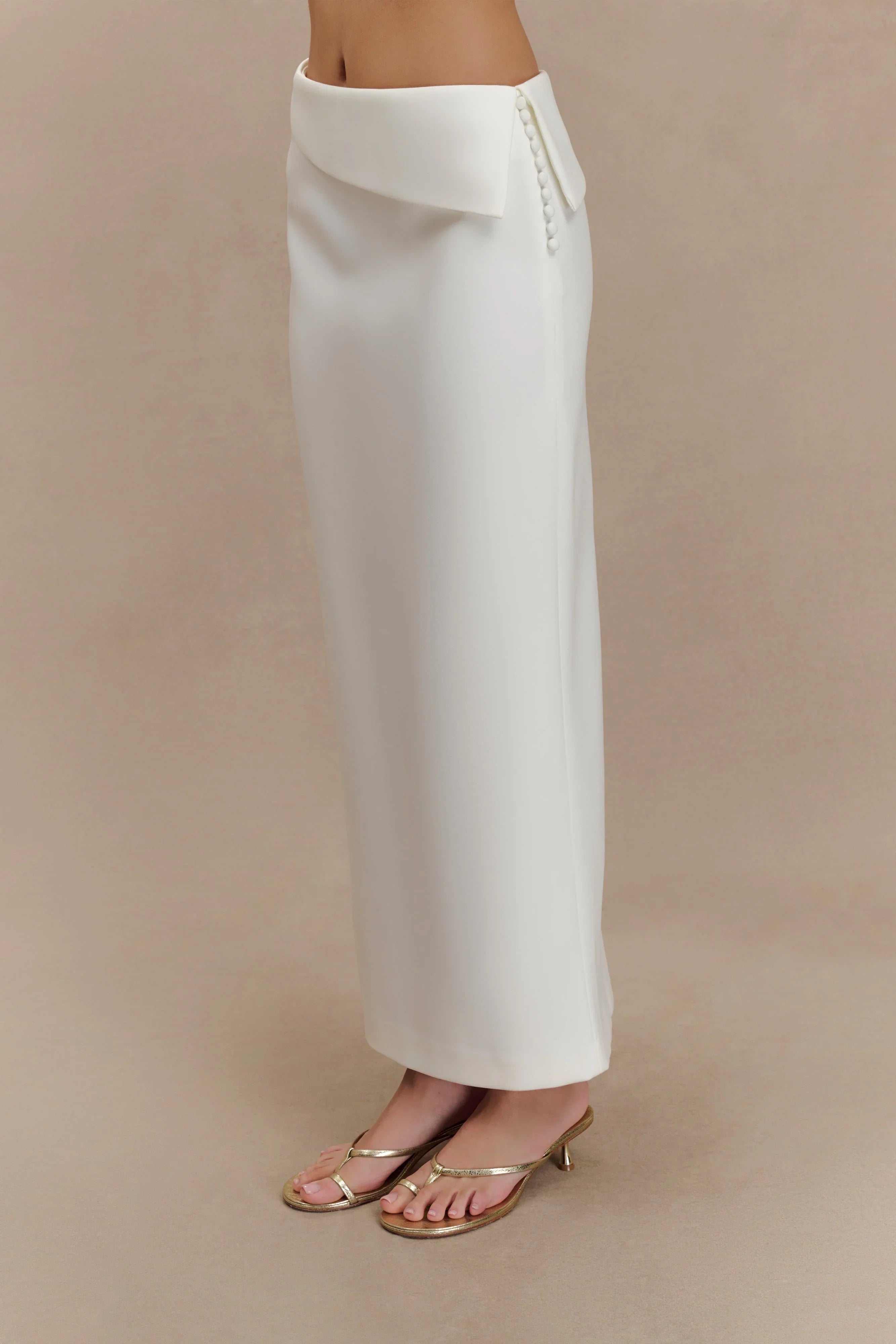 Astrid Suiting Midi Skirt White