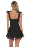 Motif Pattern A line Dress in Black