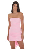 Attachable Bow Strapless Dress in Pink