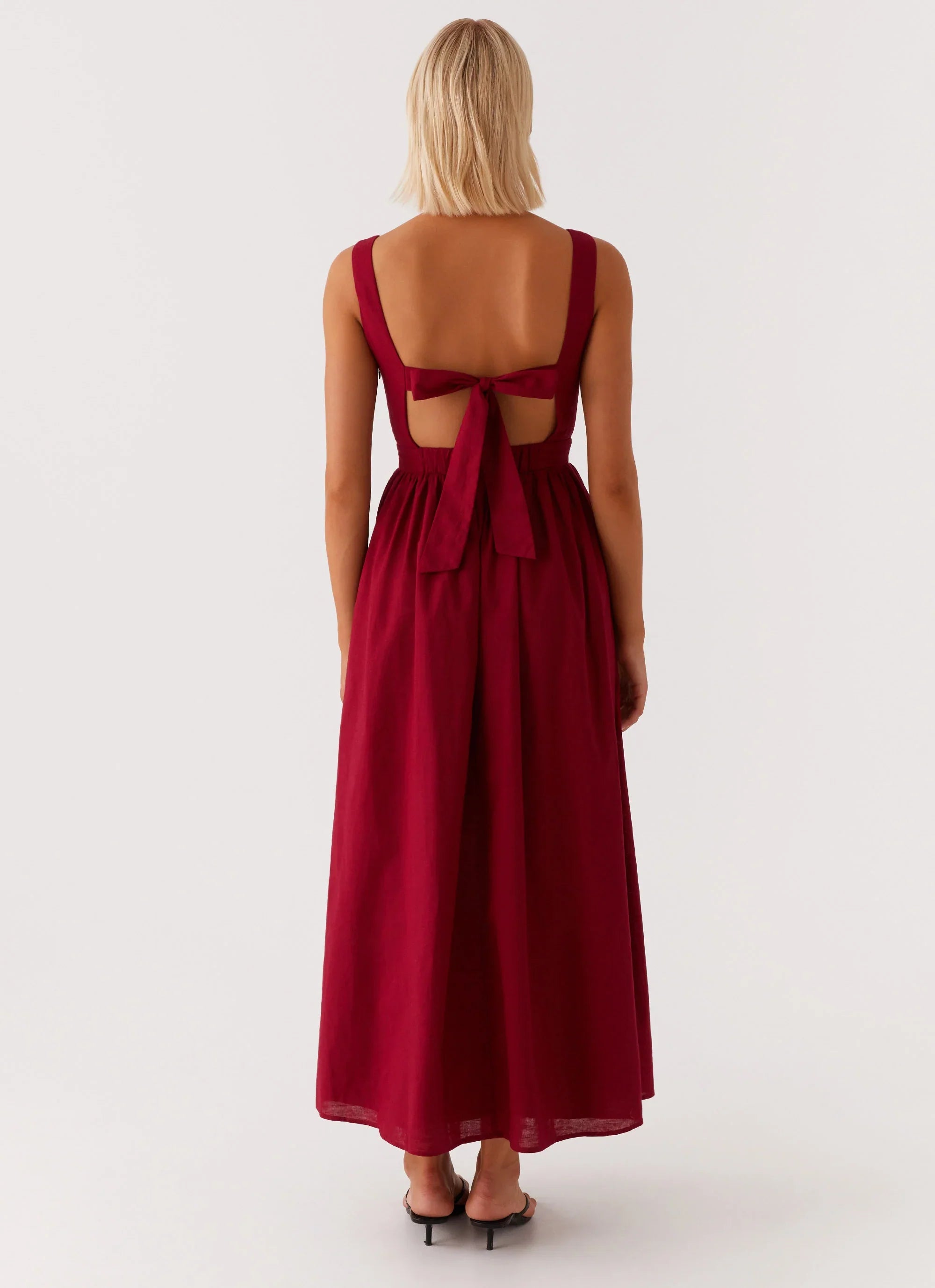 Brylin Linen Midi Dress Red