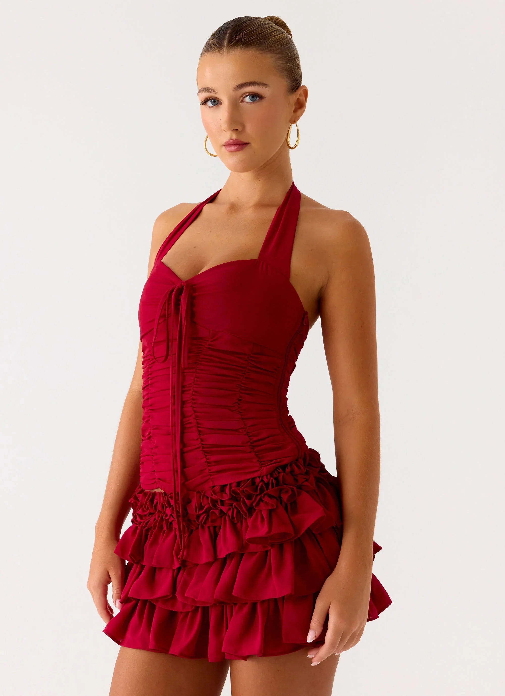 Someone Else Mini Skort Dark Cherry