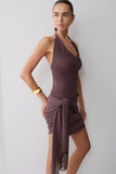 Lucien Cowl Neck Mini Dress Peppercorn