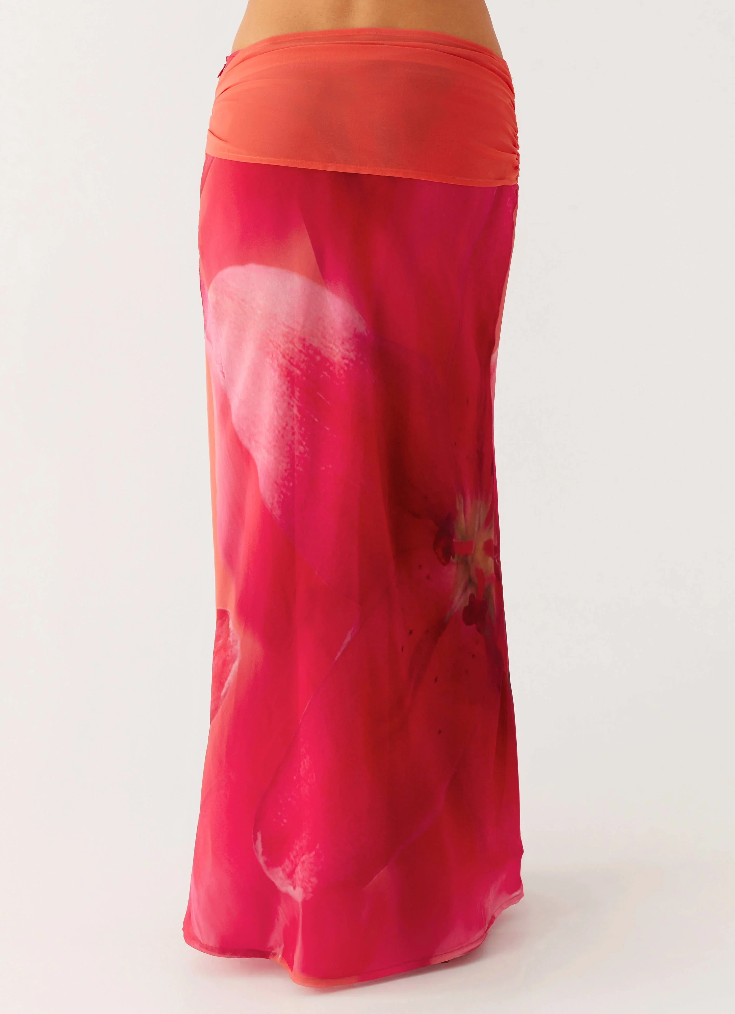 Raya Maxi Skirt Peach Watermelon Flower