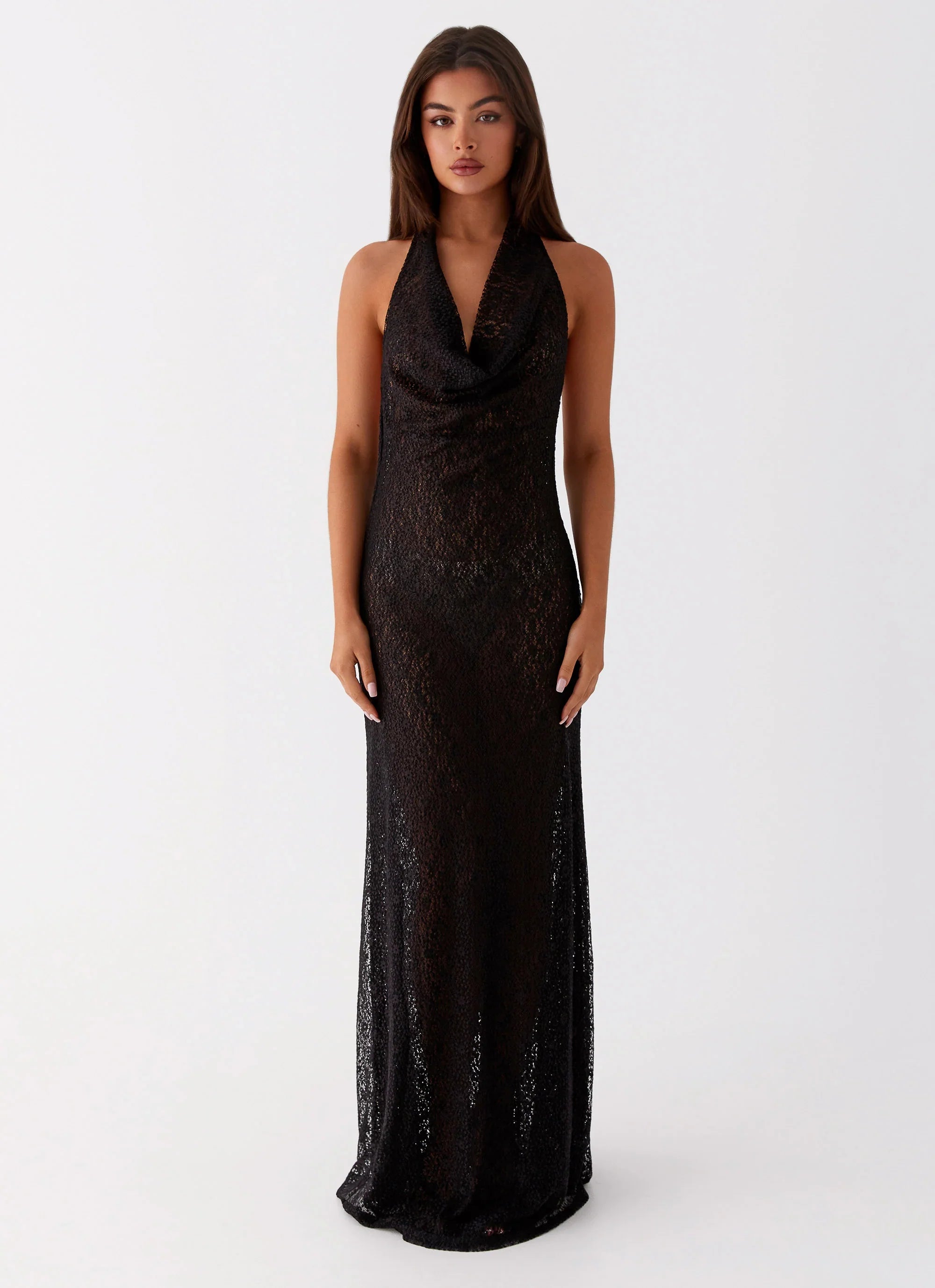 Tempest Cowl Neck Maxi Dress Black