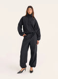 Black Funnel Neck Windbreaker Jacket