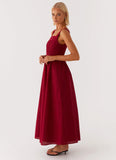 Brylin Linen Midi Dress Red