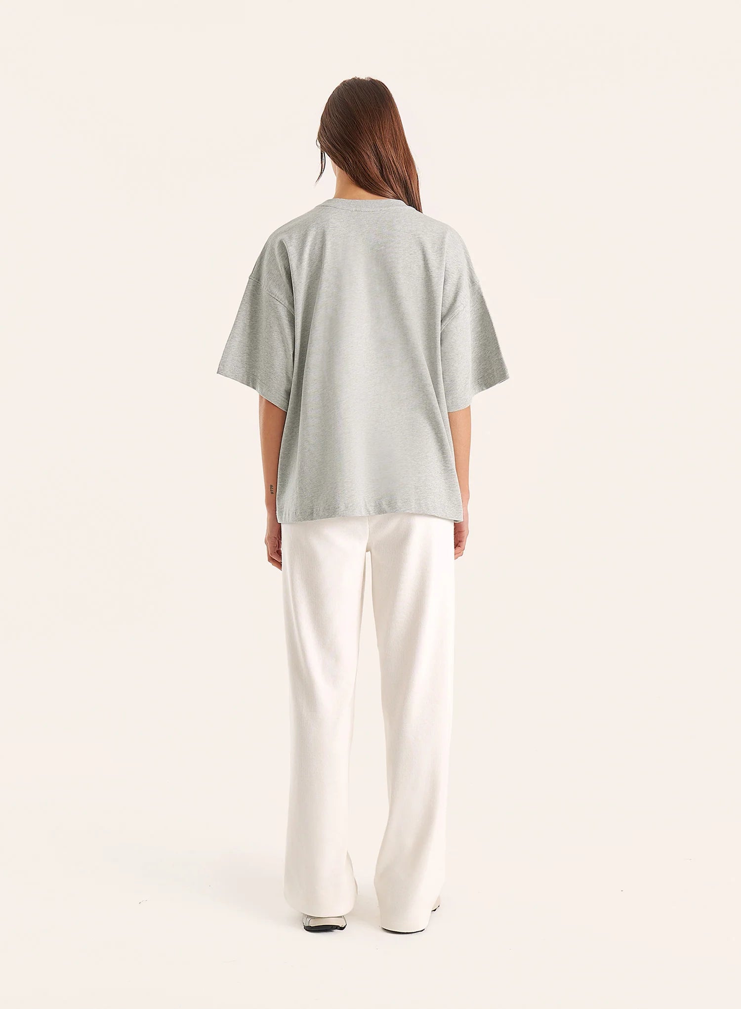 Light Grey Branded Short Sleeve Cotton T Shirt