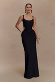 Angelique Beaded Crepe Maxi Dress Black