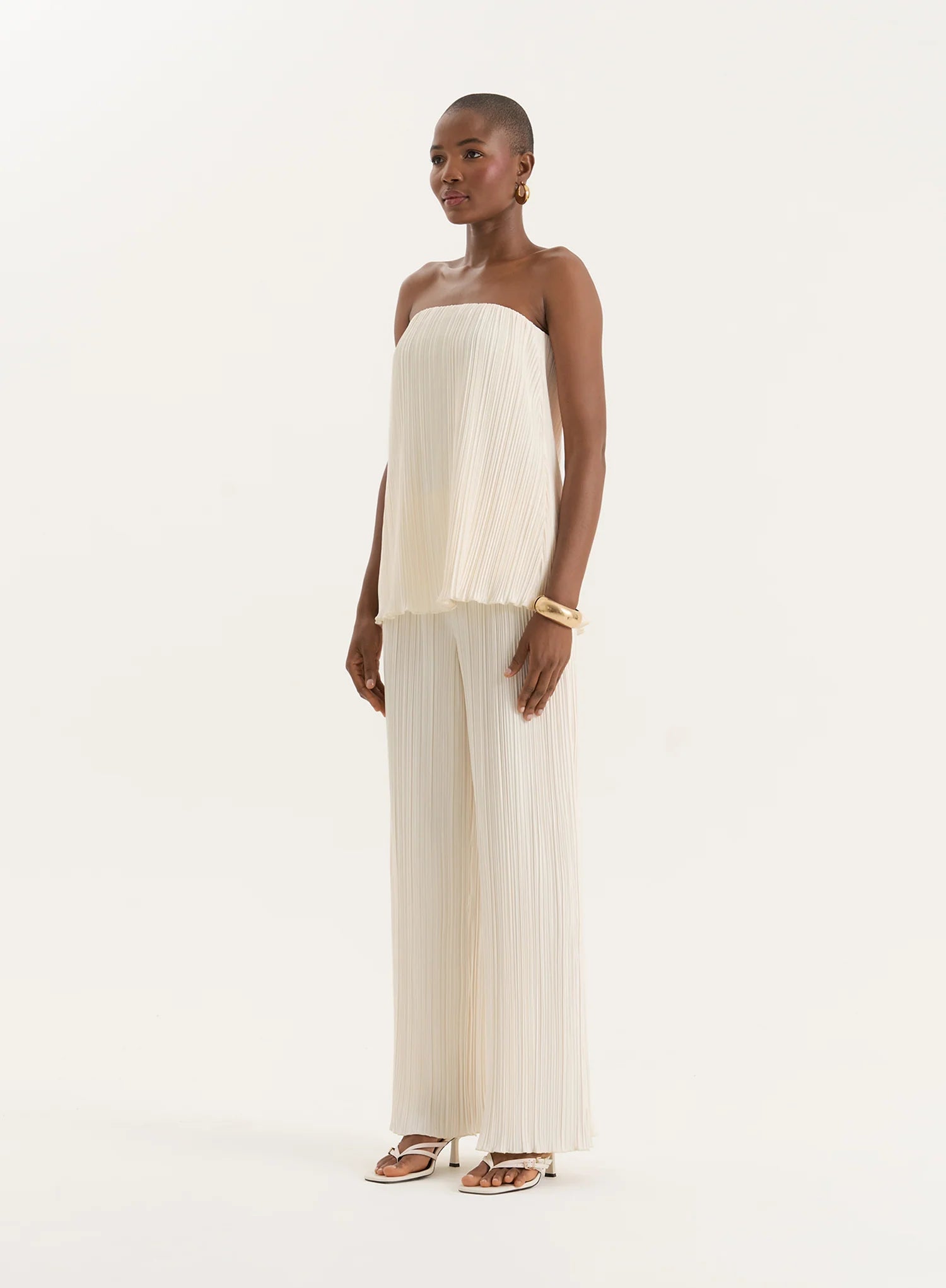 Cream Plisse Trouser