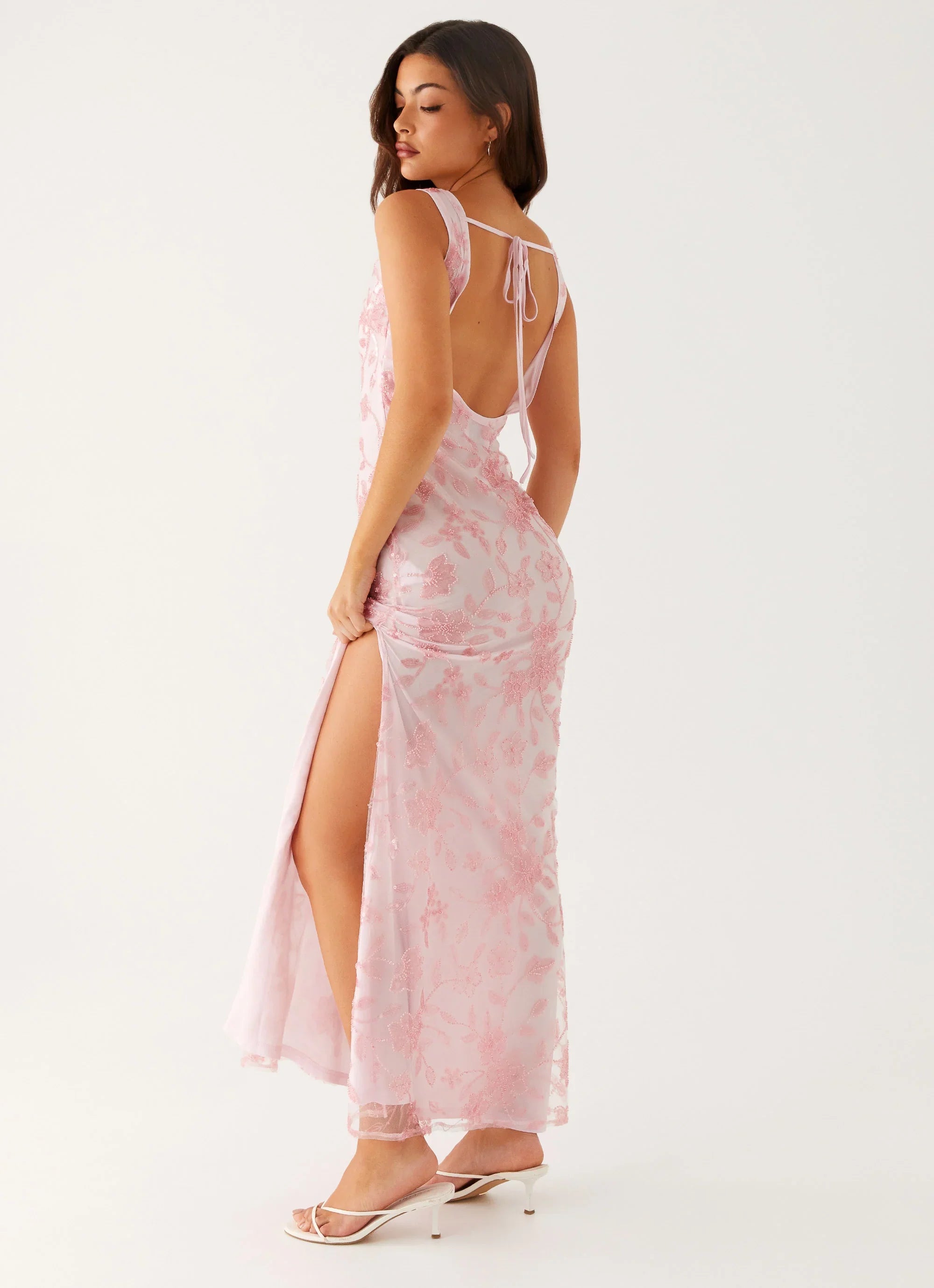 Moorey High Neck Maxi Dress Pink