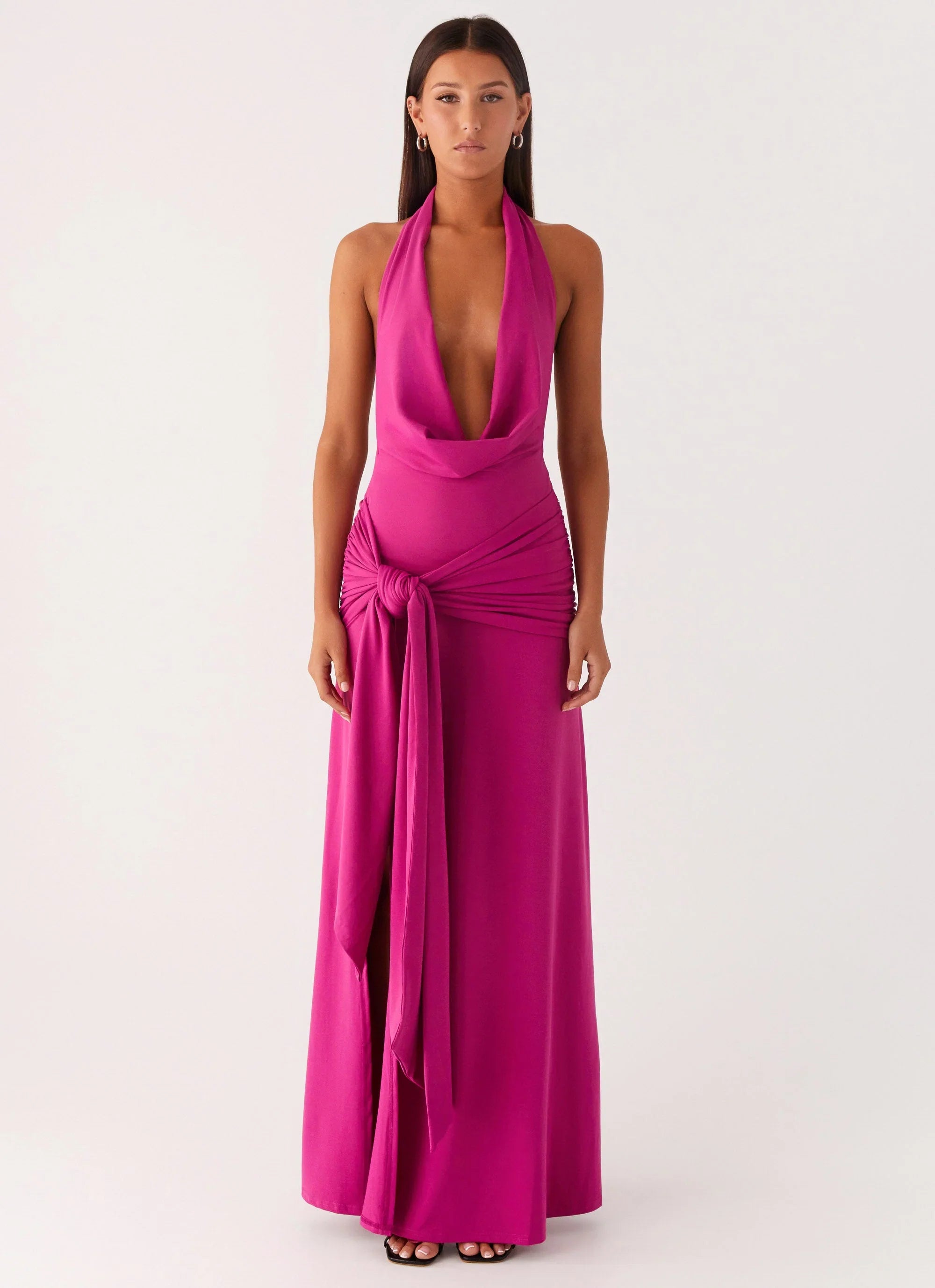 Rowan Ray Cowl Maxi Dress Fuchsia