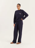 Navy Knitted Straight Leg Trousers