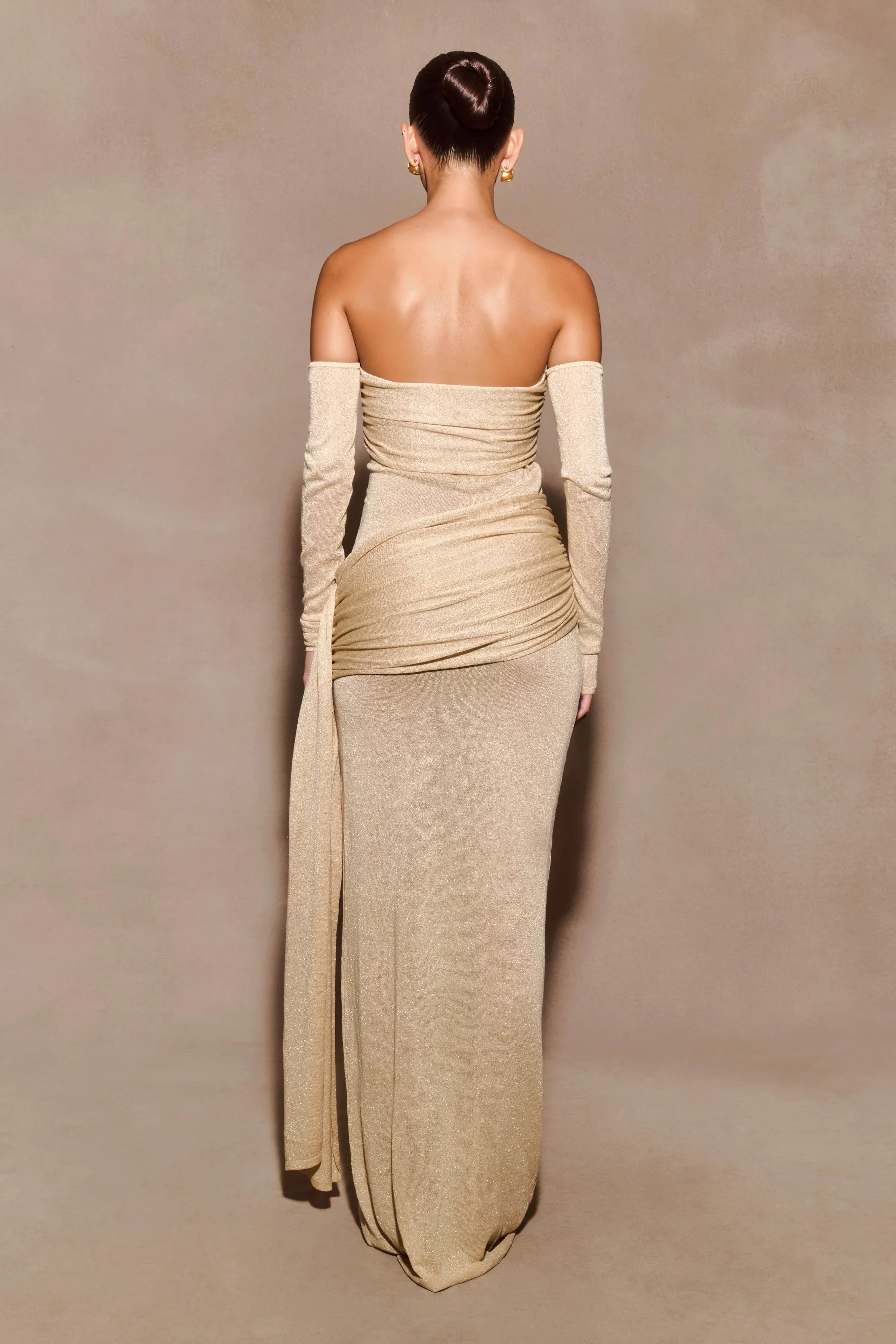 Ingrid Metallic Knit Maxi Dress Bronze