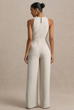 Corina Nude Cowl Neck Jumpsuit With Tie Detail