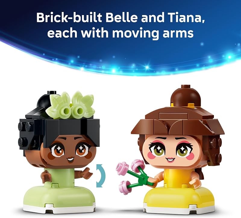 LEGO Disney Princess Mini Belle Tiana with Castle Building Toy Princess Toy Figures Playset for Girls Boys Ages 5 Gift for Birthday 43291