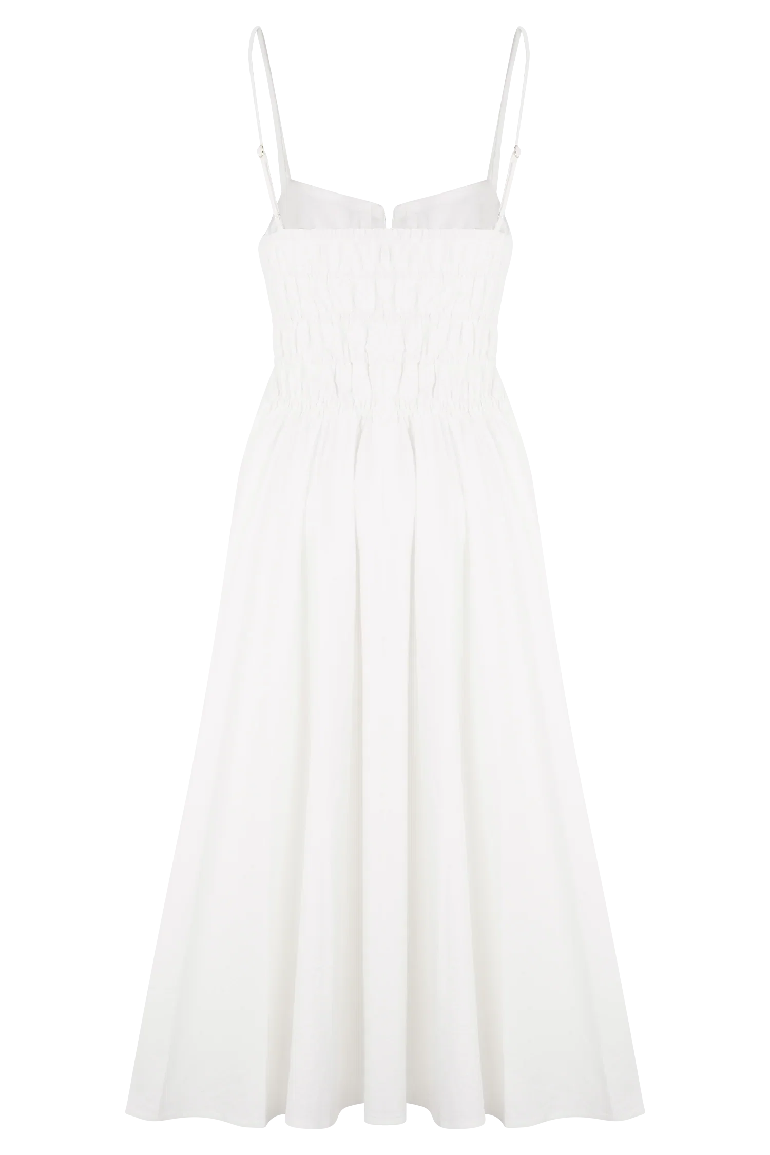 Elias Shirred Cotton Midi Dress White