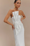 Cyrill Strapless Satin Structured Maxi Dress White