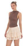 Dotted Ruffle Skort in Beige