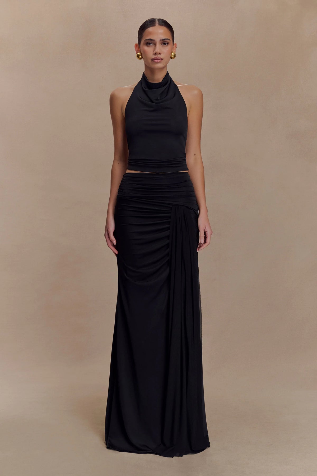 Calandra Slinky Maxi Skirt Black