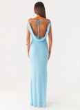 Brittany Chiffon Maxi Dress Turquoise