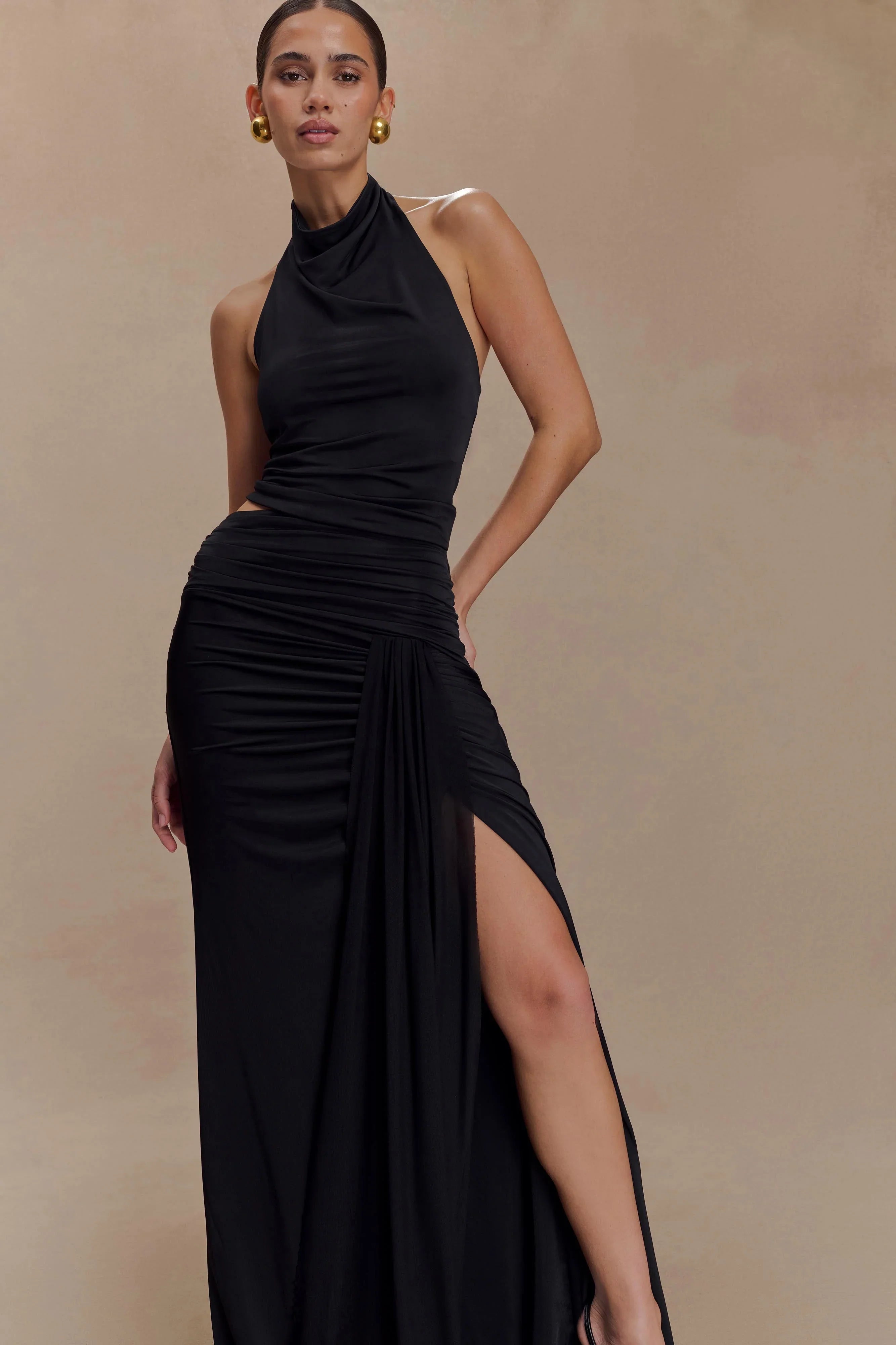 Calandra Slinky Maxi Skirt Black
