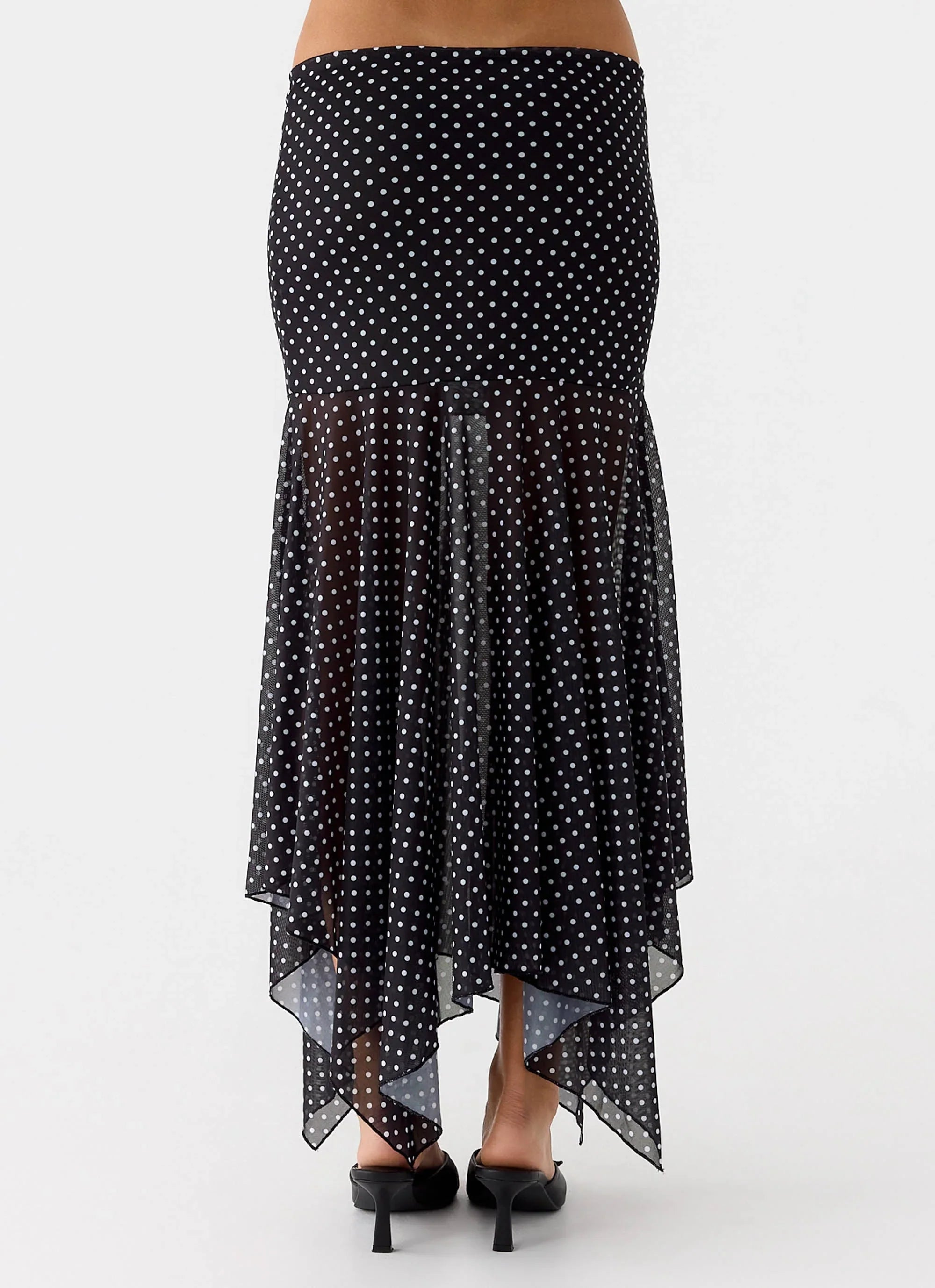 Buffy Maxi Skirt Black Polkadot