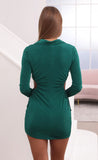 Long Sleeve Cutout Dress in Emerald Green