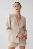 Solenne Collarless Suiting Blazer Natural Marle