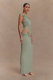 Callen One Shoulder Slinky Maxi Dress Sage