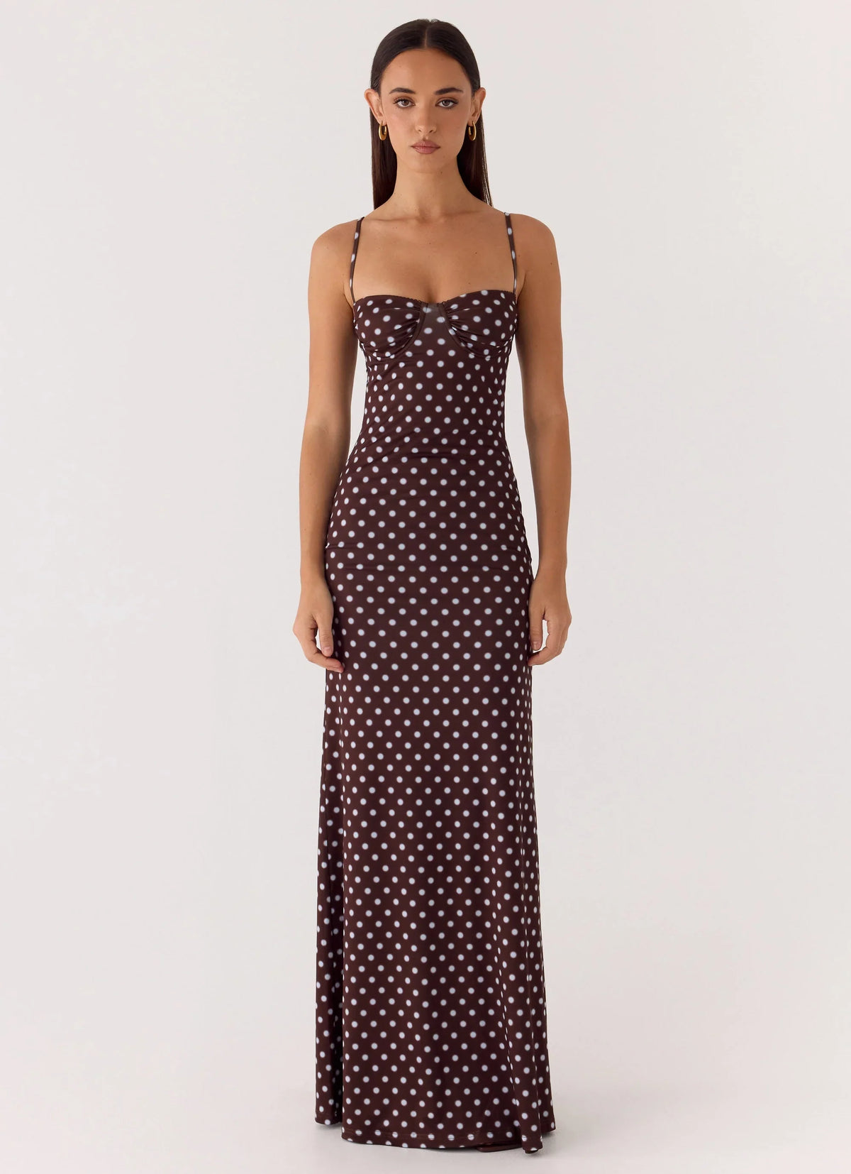 Vamonos Maxi Dress Chocolate Blue Dot