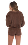 Open Fuzzy Cardigan in Brown