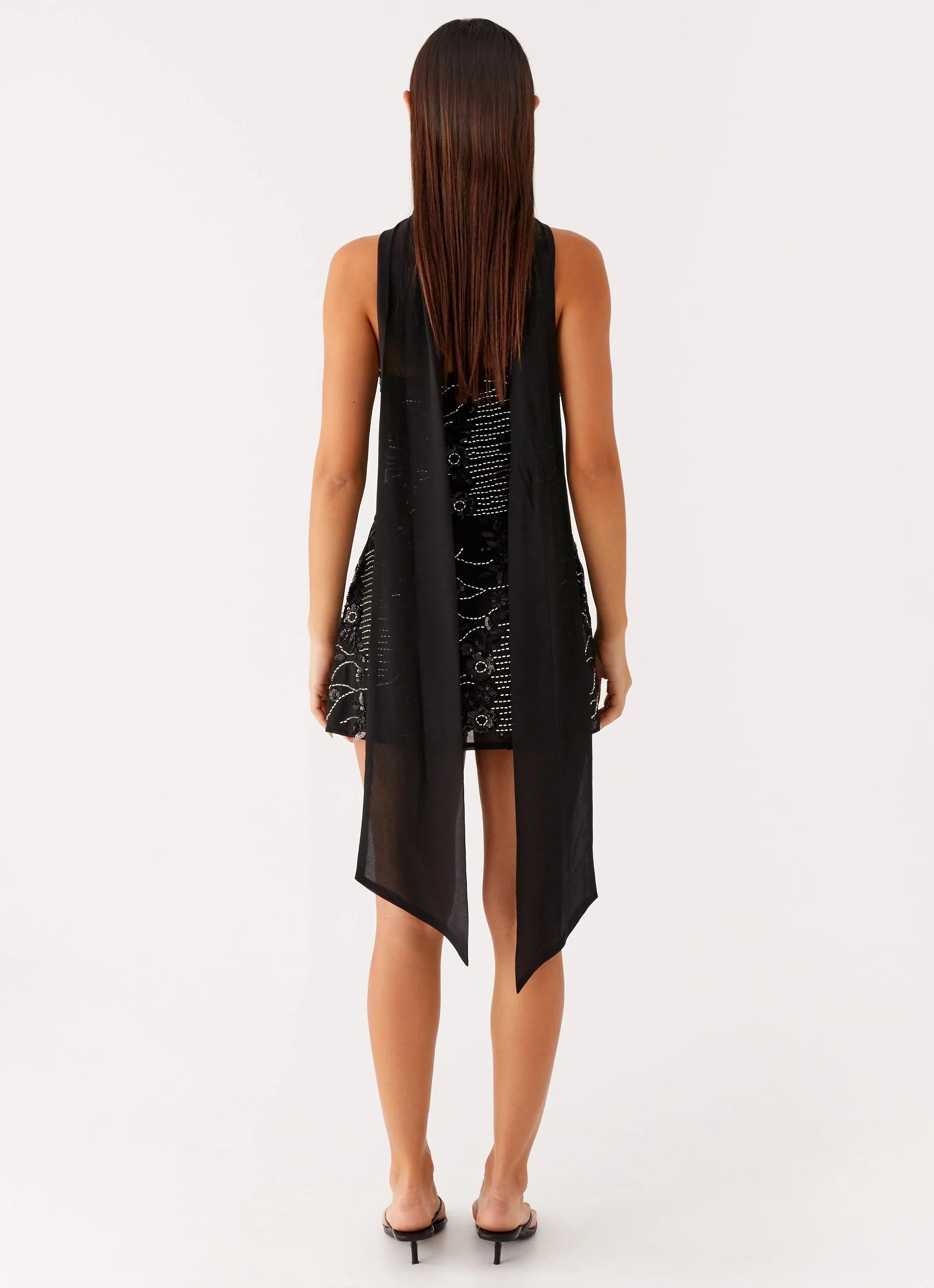 Kiesha Strapless Scarf Mini Dress Black
