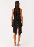 Kiesha Strapless Scarf Mini Dress Black