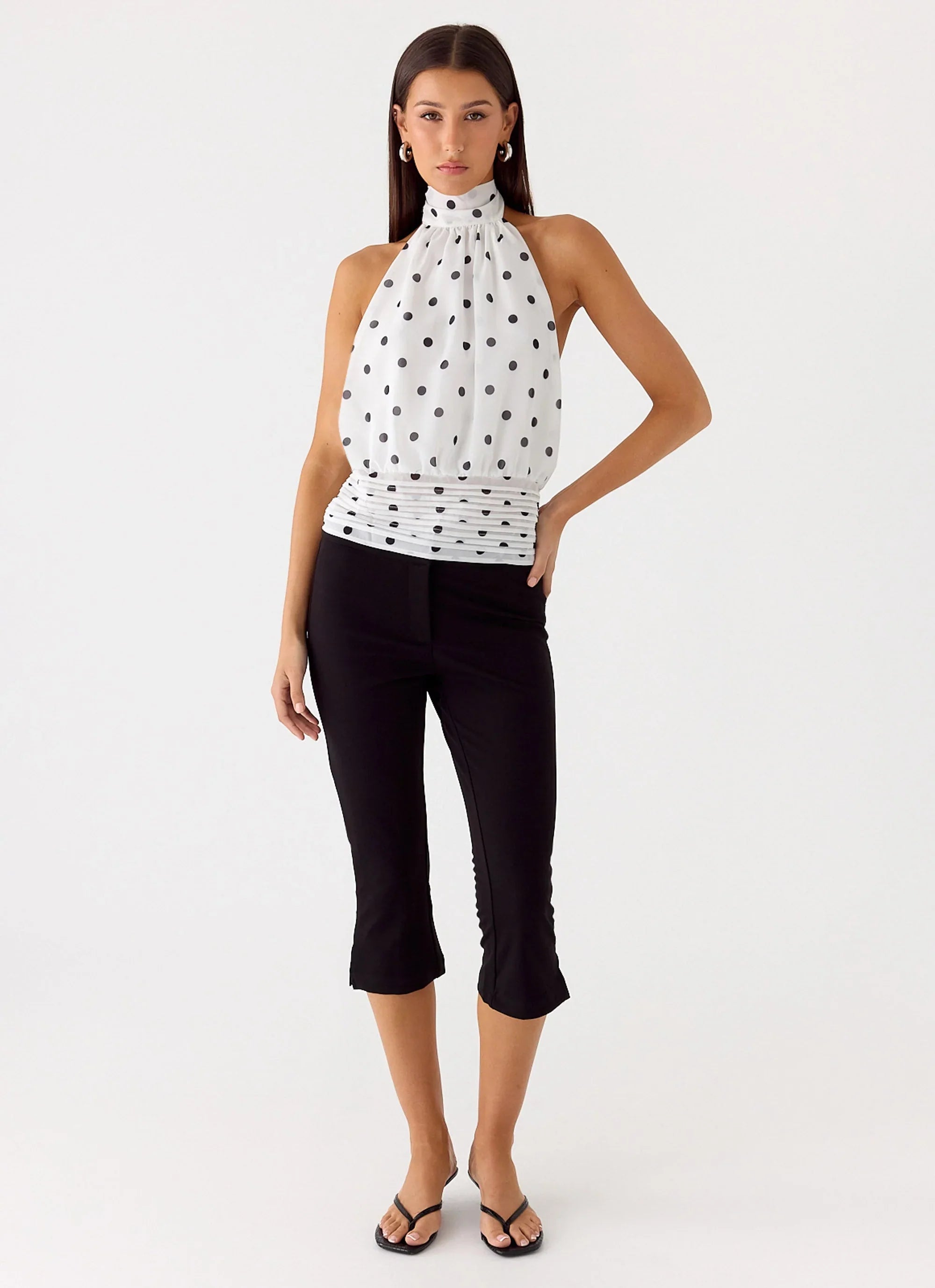 Willow Chiffon Top White Polkadot